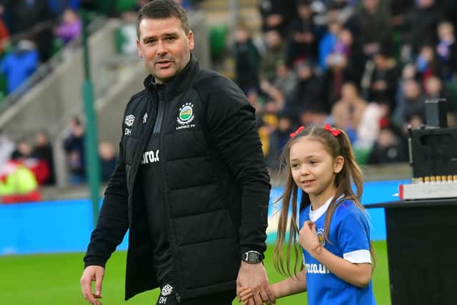 Linfield manager David Healy enjoying post-match success in the BetMcLean Cup final against Coleraine