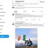 Trafficwatch NI Twitter page before the tweet was later removed from the account