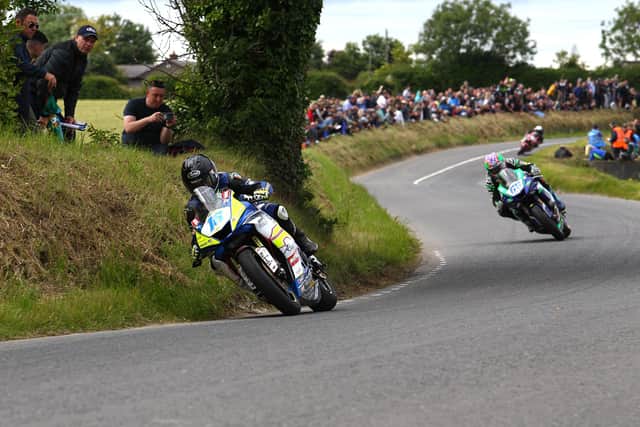 Irish Supersport champion Mike Browne on his way to victory in the Supersport race at the Skerries 100 in July from Michael Sweeney.