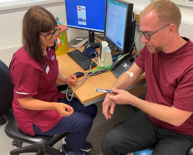 Bangor man David McCauley with Kelly Lyttle, FH specialist nurse, South Eastern Trust
