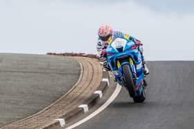 Lee Johnston on the Ashcourt Racing Yamaha R6 at the North West 200 in 2023. (Photo by Pacemaker Press)
