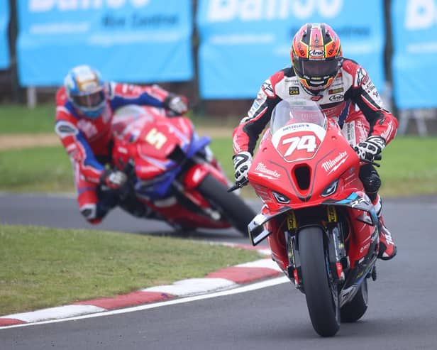 Davey Todd won the second Superstock race for a double in the class on the Milwaukee BMW at the North West 200