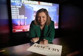 Ireland’s first licensed shooting range simulator, The Armoury, is set to open with a bang next Friday 26th April 2024 at Haymarket, Belfast, following a £250,000 investment. Pictured is Kate Mc Nally, managing director of The Armoury, Haymarket, Belfast
