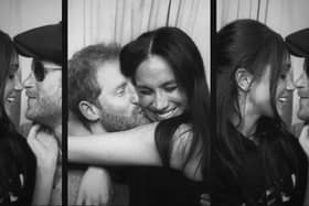 The Duke and Duchess of Sussex in a photo booth. The picture is part of a trailer for a new documentary called "Harry and Meghan" - the Sussexes' behind the scenes.