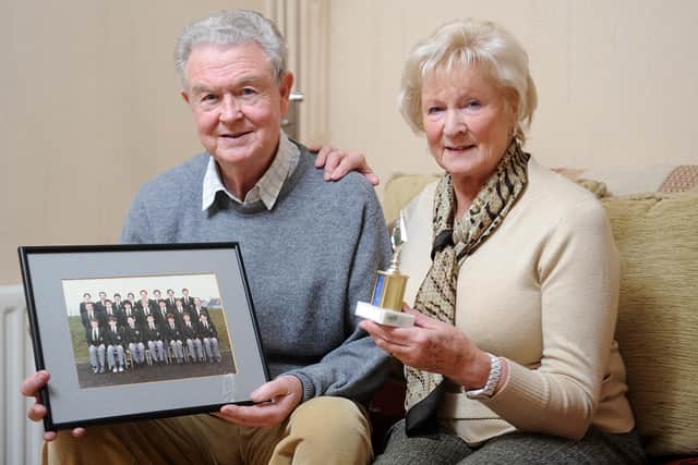 Northern Ireland manager Michael O'Neill's late parents Des and Pat O'Neill pictured with some of his trophies and photographs they collected and kept over the years.