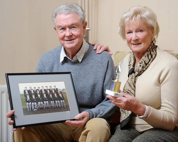 Northern Ireland manager Michael O'Neill's late parents Des and Pat O'Neill pictured with some of his trophies and photographs they collected and kept over the years.
