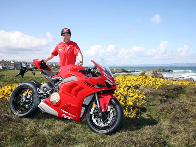 Alastair Seeley on the north coast yesterday after confirming he will ride a Ducati V2 Supersport machine at the NW200. Seeley is pictured here with a Ducati V4R