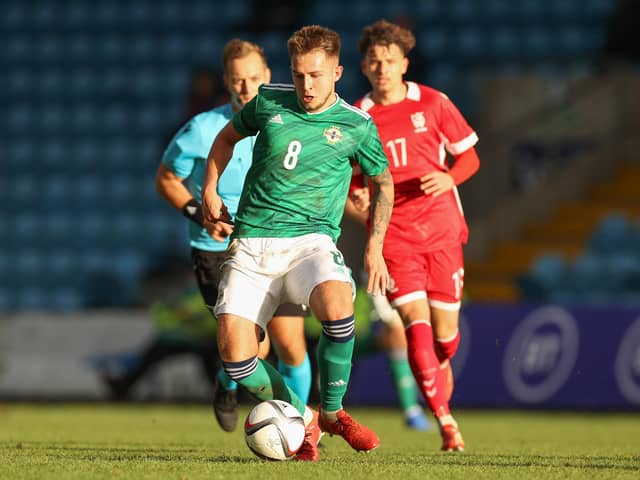Caolan Boyd-Munce in action for Northern Ireland U21s