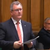 Sir Jeffrey Donaldson, seen speaking recently in the House of Commons debate on the 'humble address’ to the king about NI’s constitutional status, was the subject of verbal abuse while boarding a plane at Heathrow, according to a DUP source