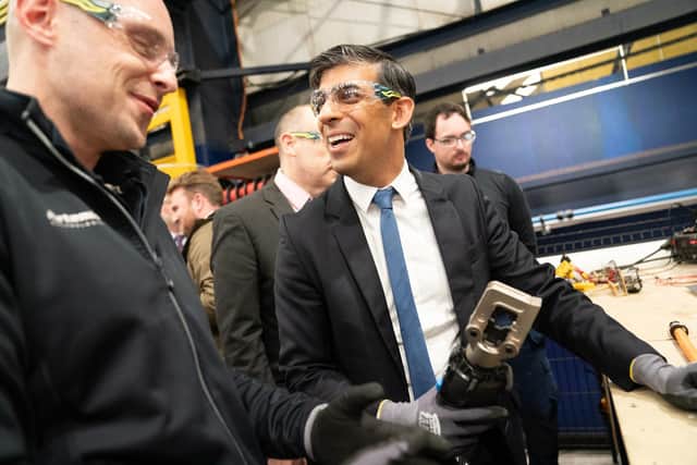 Prime Minister Rishi Sunak during his visit to the maritime technology centre at Artemis Technology in Belfast