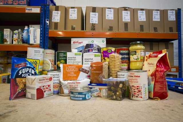 Sample of a typical Trussell Trust food parcel. There are a network of foodbanks operating across the province for those experiencing food poverty, with many of them organised by the Trussel Trust