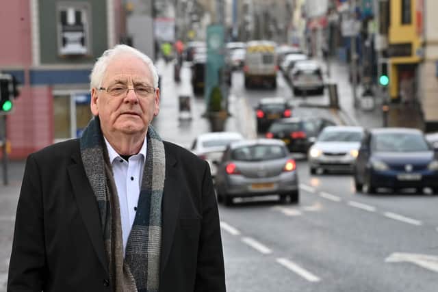 Omagh bomb campaigner Michael Gallagher on Campsie Street, Omagh, close to the site of the 1998 bombing.