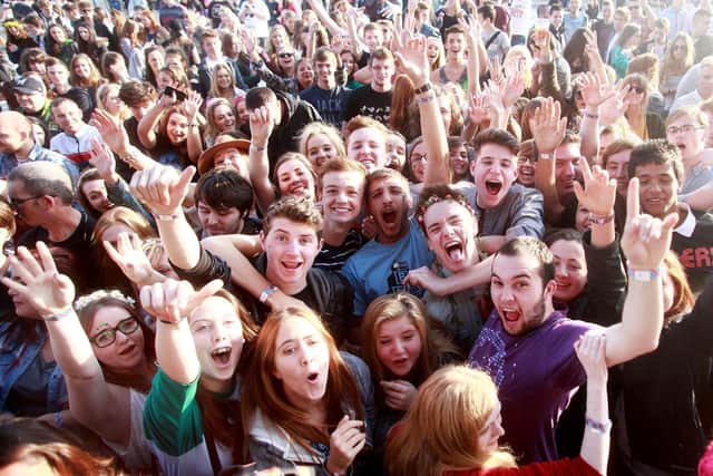 Gig-goers at the Tennants Vital festival in Boucher Road Playing Fields in 2014. Photo: David Fitzgerald