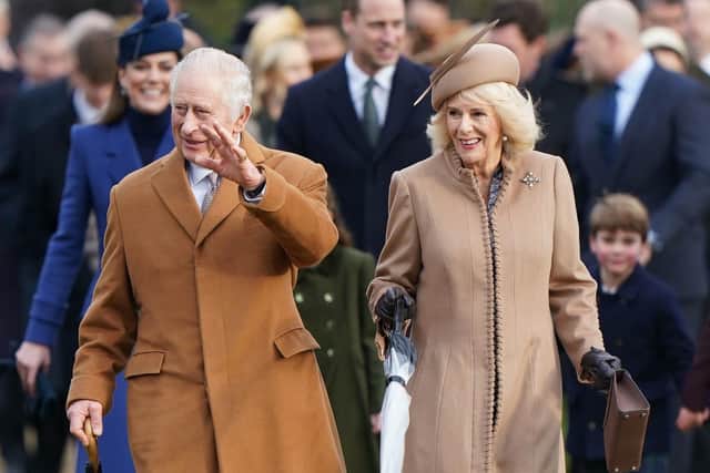 King Charles III and Queen Camilla attending the Christmas Day morning church service at St Mary Magdalene Church in Sandringham, Norfolk. Picture: Joe Giddens/PA Wire