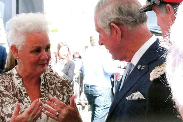 Gail Redmond meeting then Prince Charles in Dromore Co Down in 2017.