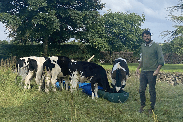 Pioneering organic farmer Charlie Cole tending the herd on Broughgammon Farm in Ballycastle