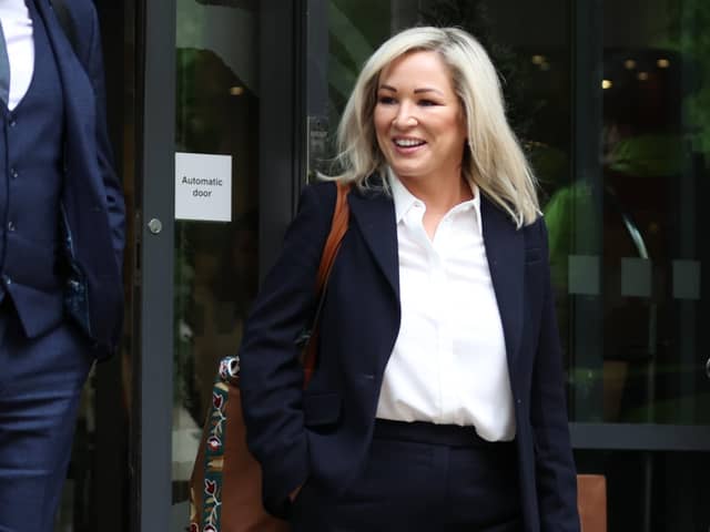 First Minister of Northern Ireland Michelle O'Neill leaves after giving evidence to the UK Covid-19 inquiry hearing on Tuesday. Four years later, she apologised for attending the Bobby Storey funeral. Photo: Liam McBurney/PA Wire