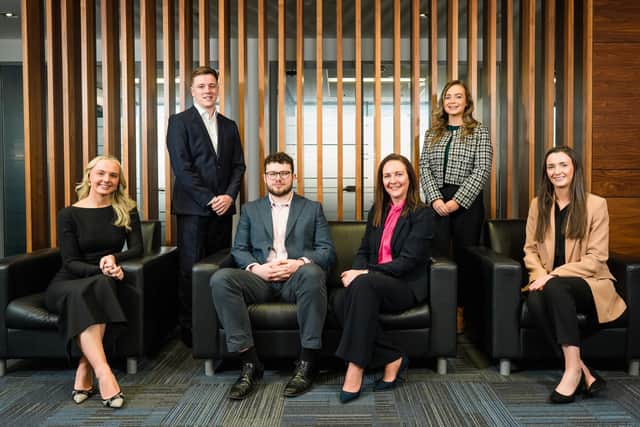 Corporate law firm A&L Goodbody (ALG) has welcomed five newly qualified solicitors to its 130-strong team of lawyers and business support professionals in Northern Ireland. Pictured are Lauren Hudson, Eoin Culliton, Liam Fox, Louise Bailey, Holly Johnston and Niamh Flanagan
