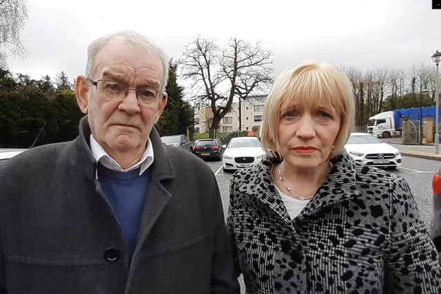 Kingsmills Massacre survivor Alan Black and Karen Armstrong, whose brother John McConville was killed in the IRA attack, speaking to the News Letter in Dungannon after the final oral evidence session in the legacy inquest into the attack.