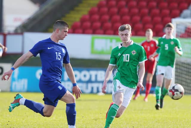 Eoin Teggart in action for Northern Ireland U17's against Greece in 2019. PIC: Jonathan Porter/PressEye