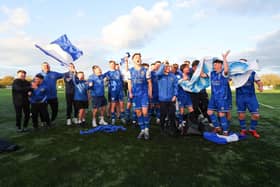 Limavady United celebrating winning the Championship title last season. (Photo by Paul Harvey/NIFL)