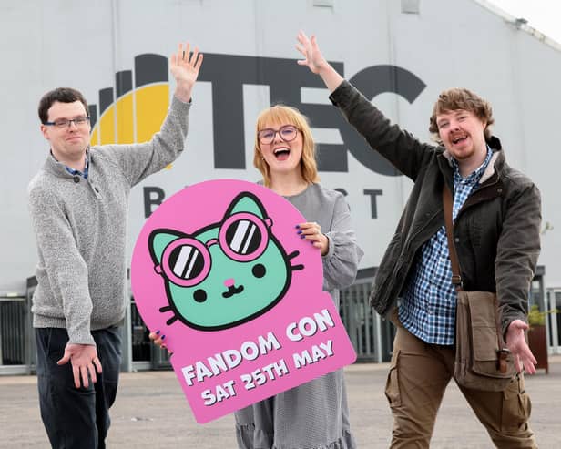 Fandom Con, one of Northern Ireland's first-ever gaming conventions specifically designed for and organised by individuals with autism and neurodiverse conditions, is set to return for its second year. Pictured are Chris Campbell, Fandom co-founder, Phoebe Mann, social group facilitator at NOW Group and Niall Hynds, NOW Group participant and Fandom Con committee member