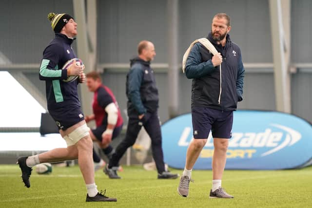 Ireland manager Andy Farrell watches over the players during a training session at the IRFU High Performance Centre, Dublin.