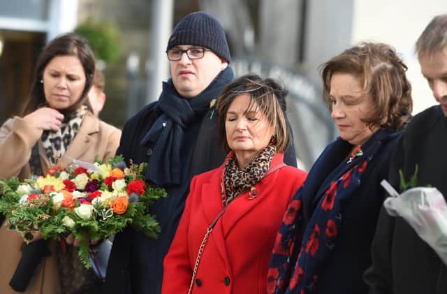 Janice Murray, Julian Armstrong, Patricia Whitley and Stella Robinson attend  35th anniversary of the Remembrance Sunday bombing.