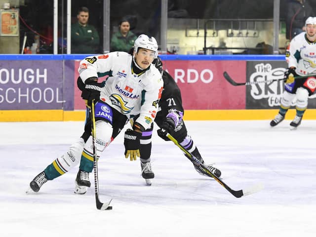 Belfast Giants Kohei Sato in action against the Nottingham Panthers at the Motorpoint Arena. Picture: Panthers Images