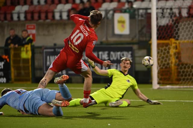 Cliftonville’s Stephen Mallon scored his first goal since returning from a lengthy injury absence against Institute on Tuesday evening. PIC: INPHO/Stephen Hamilton