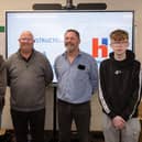 Two former students who studied construction at Northern Regional College in Ballymena, returned to their ‘alma mater’ to speak to current students about career opportunities in the construction industry. Included are Scarlett McArthur from Ballyclare, Richard Lennox, architectural technology and associate with Belfast company Isherwood & Ellis Architects, Colin Michael, Heron Bros, project manager for the College’s new campus in Ballymena and Adam Little, Cullybackey. Scarlett and Adam are both in the first year of a BTEC Level 3 Extended Diploma in Construction and the Built Environment