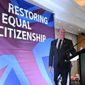 TUV leader Jim Allister pictured at his party's conference earlier this year where he announced an electoral pact with Reform UK. Picture by Stephen Hamilton Photography