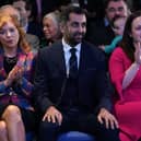 From left to right: Ash Regan, Humza Yousaf and Kate Forbes at Murrayfield Stadium in Edinburgh, after it was announced Humza Yousaf is the new Scottish National Party leader, and will become the next First Minister of Scotland. 
Picture date: Monday March 27, 2023.