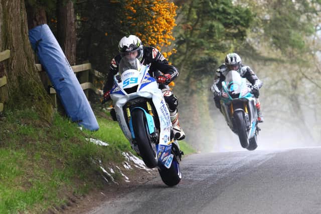Darryl Tweed (Parker Transport Racing Yamaha) and Michael Dunlop (MD Racing Yamaha) in action in the Supersport race at the CDE Cookstown 100 on Saturday.