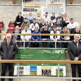 Competition winners at CCM Skipton’s second annual ‘Next Generation’ event. Standing front are, from left, CCM livestock sales manager Ted Ogden, general manager Jeremy Eaton, and public speaking competition co-judges Michael Daggett and Angela Booth.  Picture: Submitted