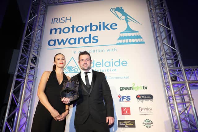 Michael Dunlop received the King of the Roads award from Libby Herdman of Greenlight Television at the Adelaide Irish Motorbike awards in Belfast
