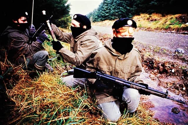 Pacemaker Belfast: IRA men & women training on the border 1989