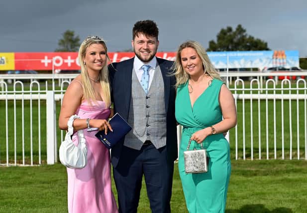 Press Eye - Belfast - Northern Ireland - 26th September 2022 - Molson Coors Race Day at Down Royal Racecourse - Jade Hawthorne ,Adam  Edgar Lucy and  McCullough  pictured at Down Royal.