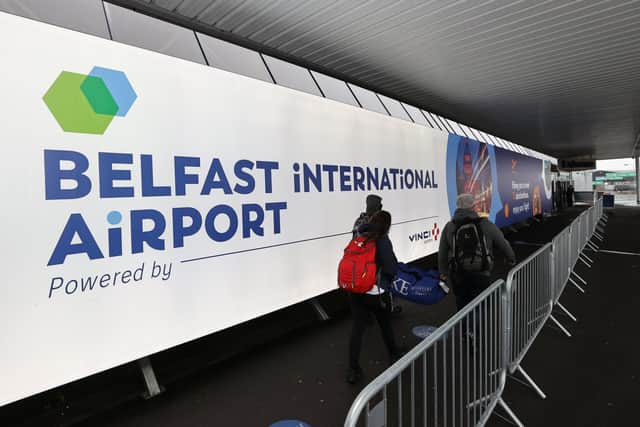 Travellers arriving at Belfast International Airport