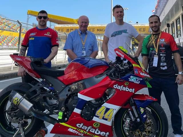 Mervyn Whyte in Macau this week with (from left) Rob Hodson, Laurent Hoffman and Andre Pires.