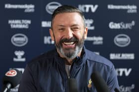 Manager Derek McInnes during a Kilmarnock press conference at Rugby Park.
