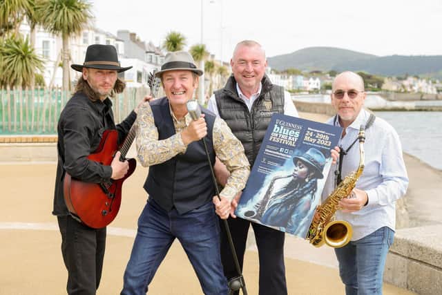 Launching the 24th International Guinness Blues on the Bay Festival which takes place in Warrenpoint, May 24-30, are musician Tony Villiers and Andy Whittaker along with Paul Callan of event sponsor Diageo NI and Guinness Blues on the Bay Festival event director Ian Sands
