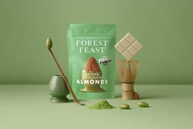 The new Matcha Chocolate Almonds snack created by Forest Feast with London’s top matcha tea company PerfectTed