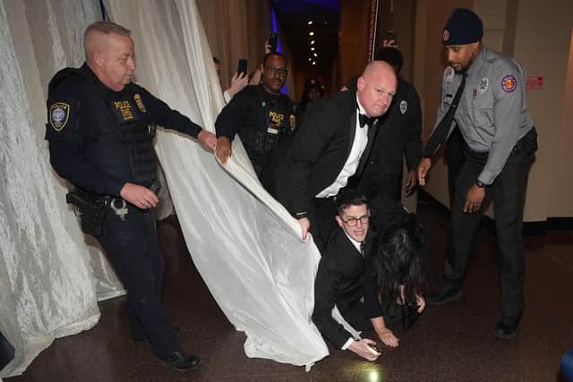 Members of Enoch Burke's family are ejected from the Ireland Funds 33th National Gala dinner at the National Building Museum in Washington DC on Friday, March 14