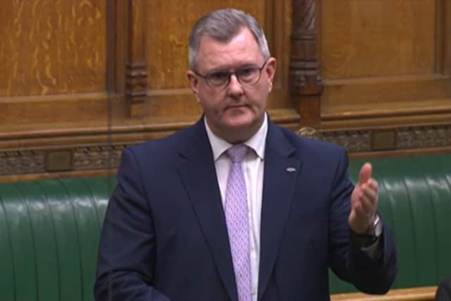 Sir Jeffrey Donaldson speaking in the House of Commons. Photo from Parliament TV