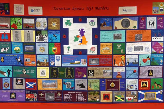 Terrorism know no borders stitched quilt