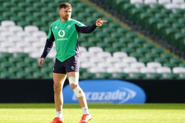 Ireland's Hugo Keenan during a training session at the Aviva Stadium in Dublin, Ireland