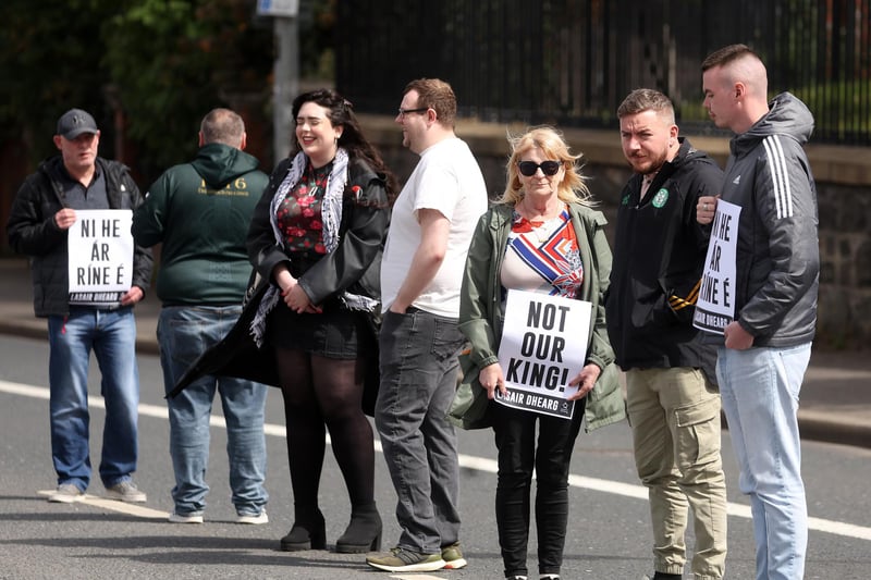 6th May 2023 - Northern Ireland

Republican and anti-royalist protest on the Falls Road, west Belfast, to mark the Coronation of King Charles III.



Picture by Jonathan Porter/PressEye