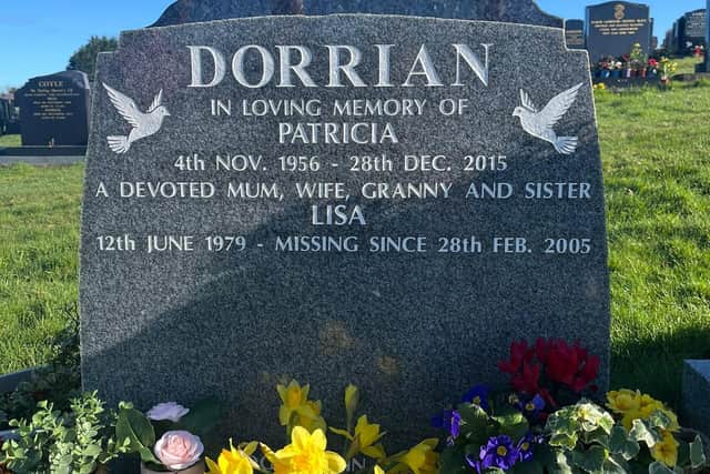 Lisa Dorrian's name added to headstone. Photo courtesy of Dorrian family