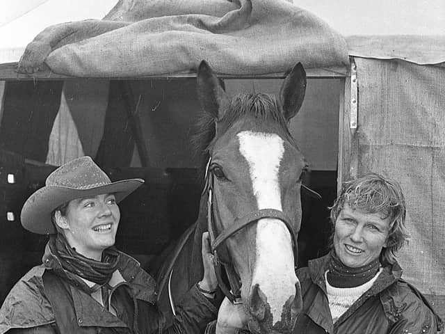 Dundrod rider Joanne Jarden (left), pictured at the start of October, with former Irish International Jessica Harrington, from Kildare, and her horse Apple Shaw at Loughanmore. World class riders took part in the third annual Loughanmore international horse trials at McKean's estate at Templepatrick. The trials had 93 confirmed runners out of a total entry of 108 horses. Picture: News Letter archives/Darryl Armitage